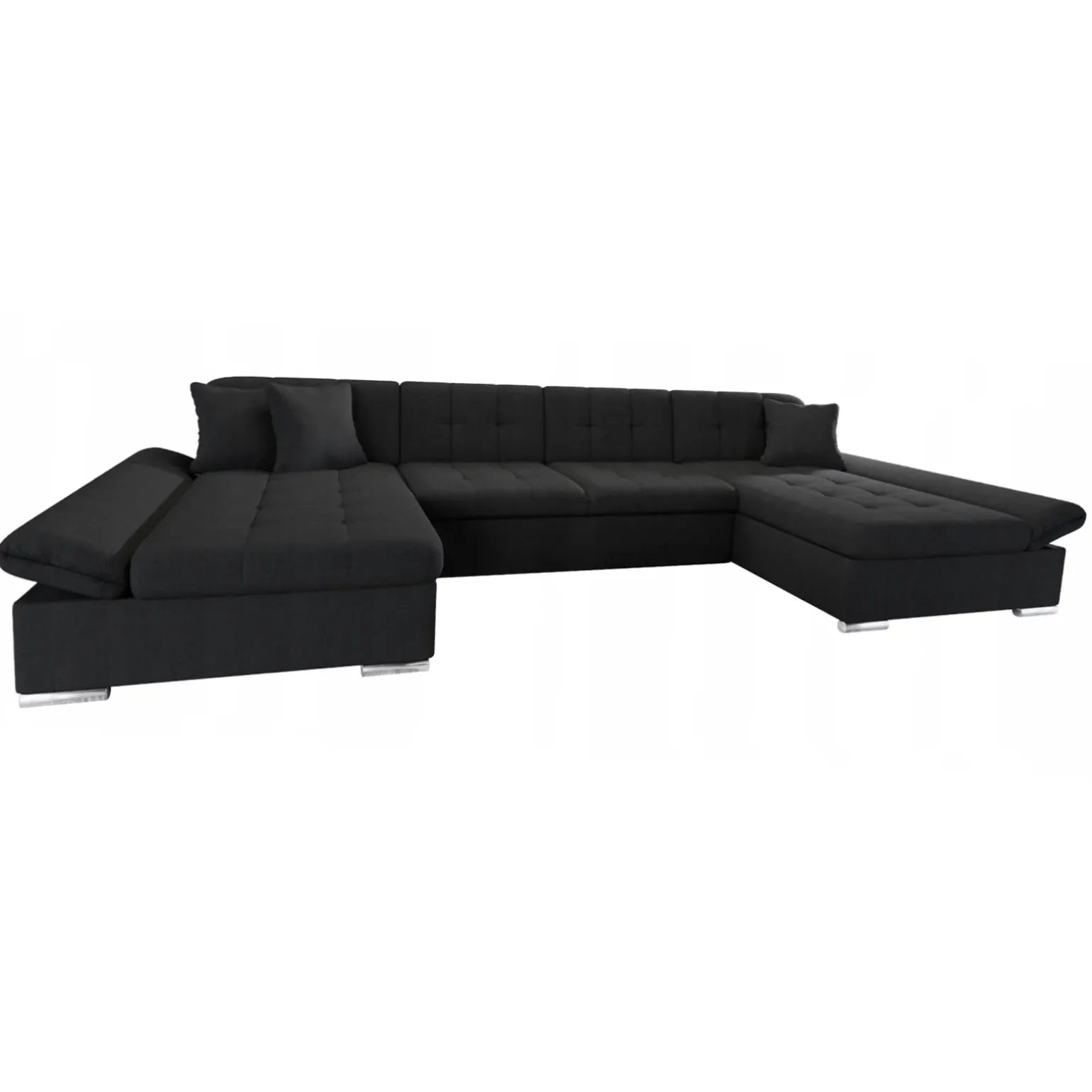 Divano letto angolare moderno design 360x160cm nero Carpiano