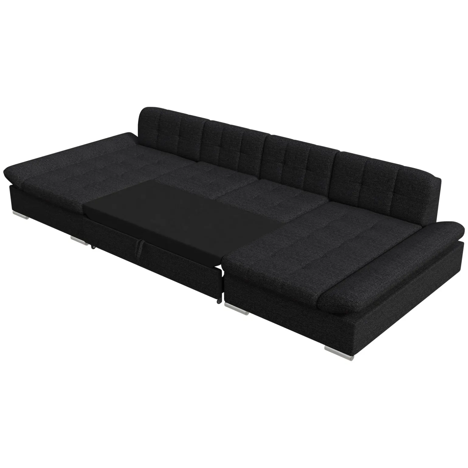 Divano letto angolare moderno design 360x160cm nero Carpiano