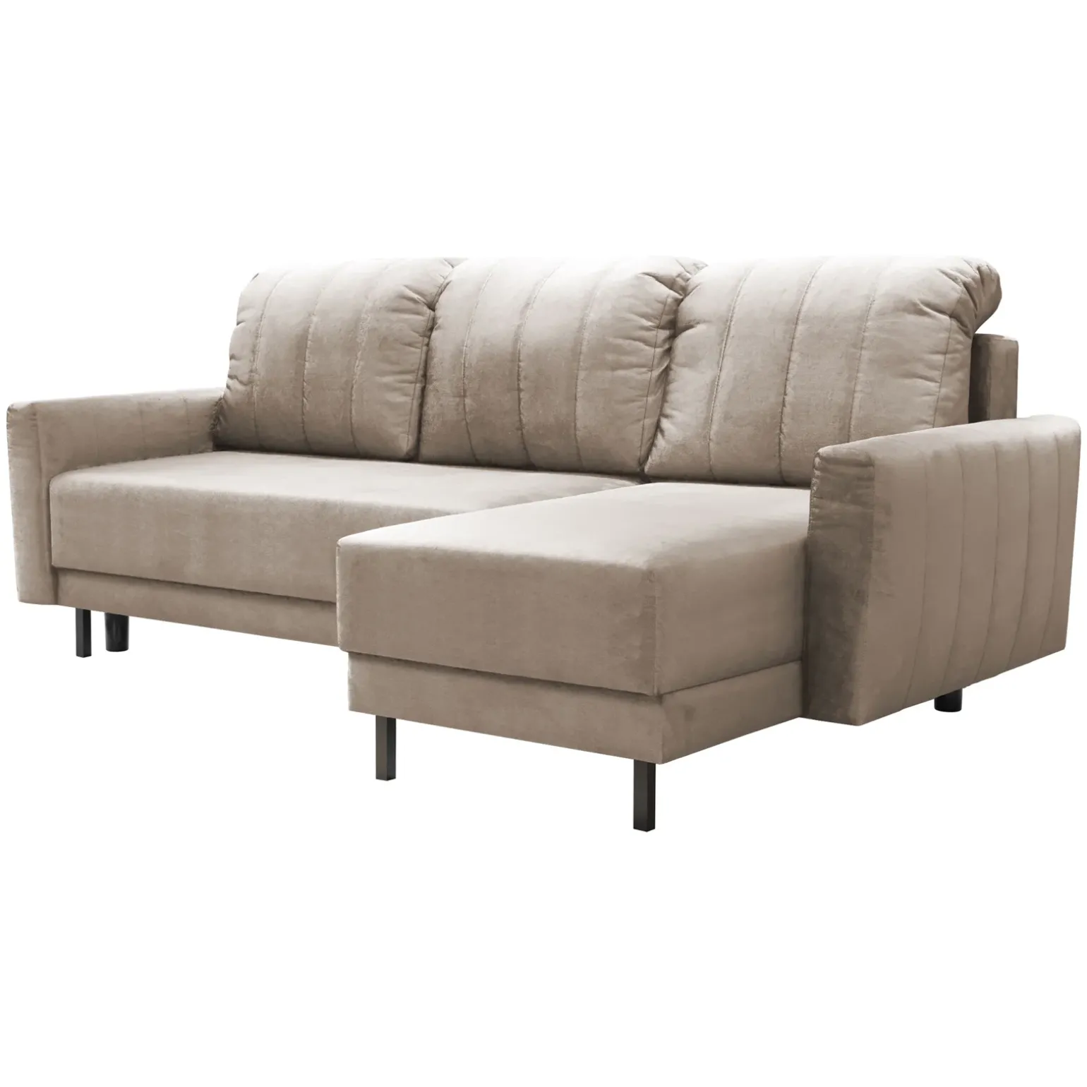 Divano letto angolare reversibile 230x140cm tessuto beige Baffy