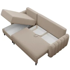 Divano letto angolare reversibile 230x140cm tessuto beige Baffy