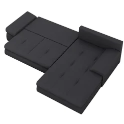 Divano letto angolare reversibile 313x215cm tessuto antracite Puffo