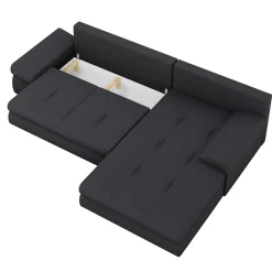 Divano letto angolare reversibile 313x215cm tessuto antracite Puffo