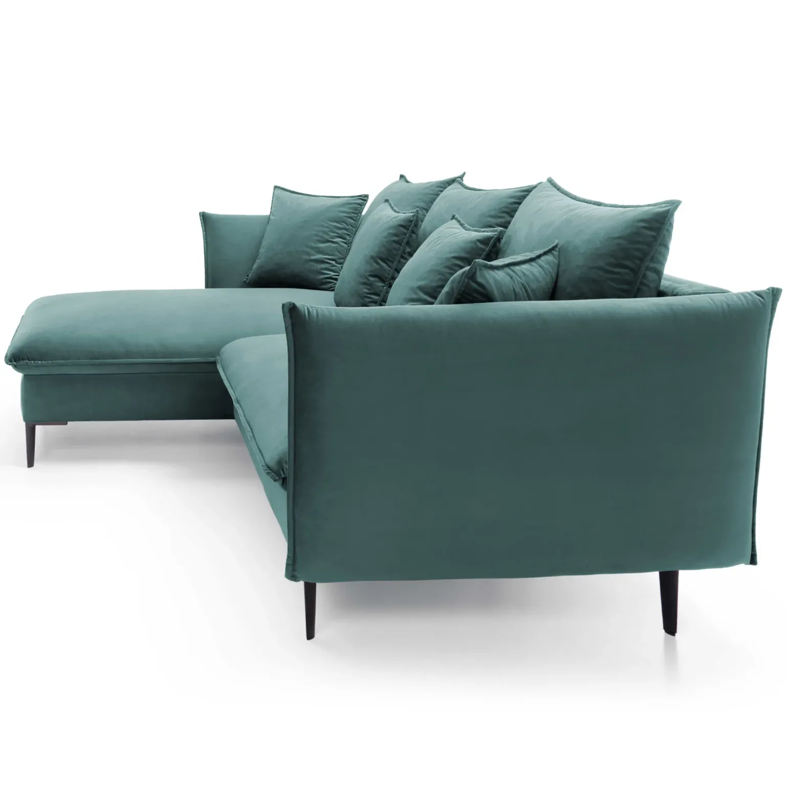 Divano letto angolare sinistro 3 posti 258x167cm tessuto petrolio Lushify