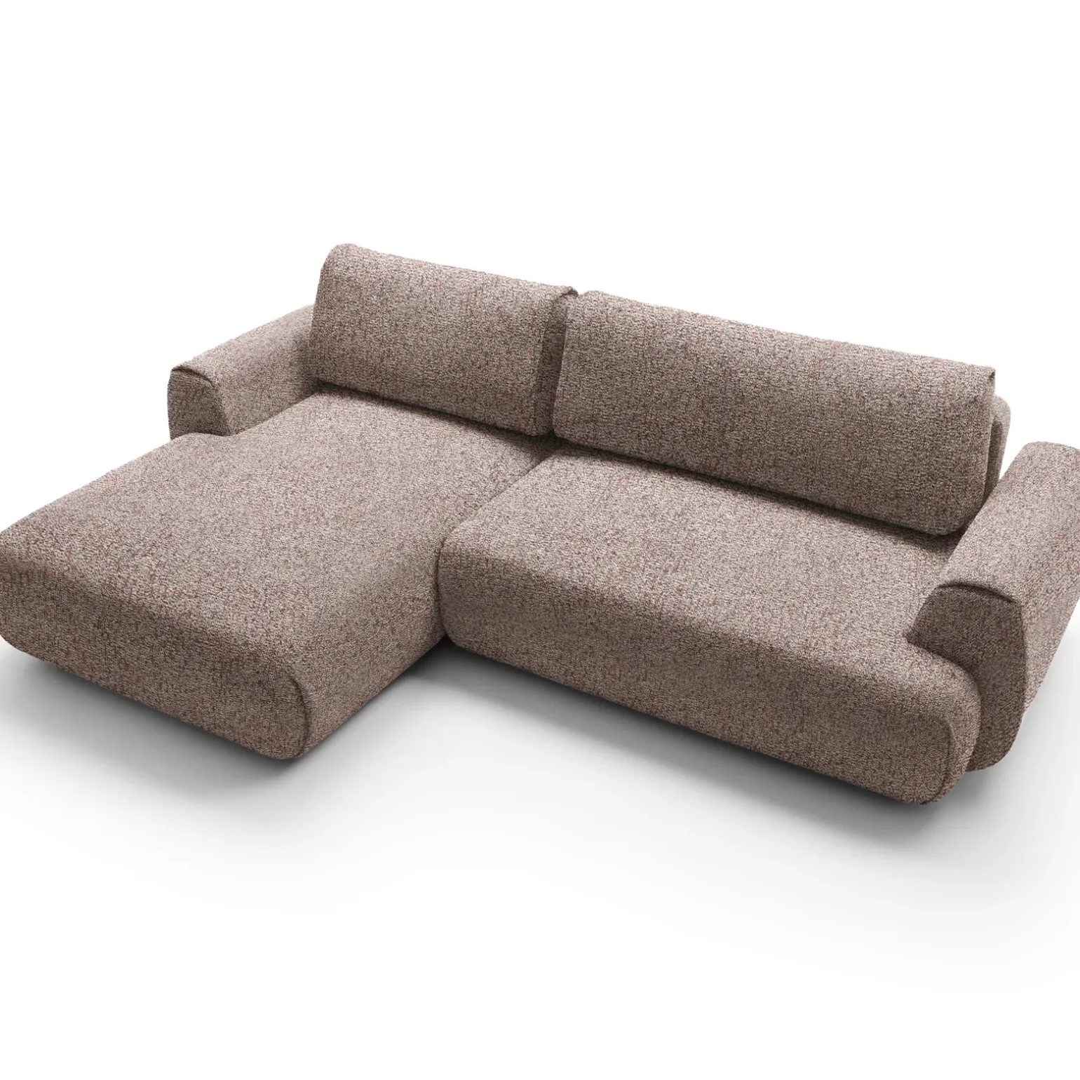 Divano letto angolare sinistra 3 posti 270x167cm tessuto rosa Cloudify