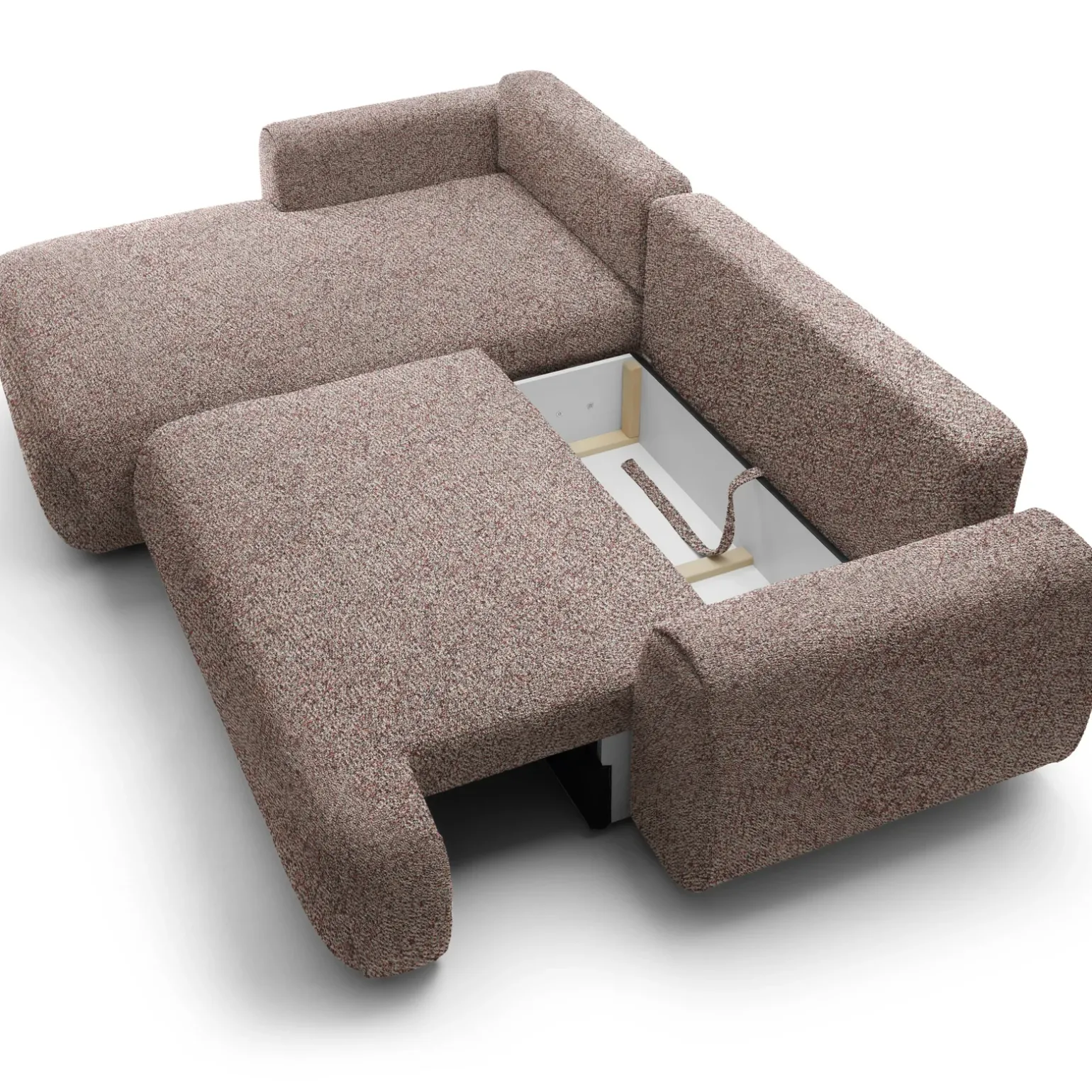 Divano letto angolare sinistra 3 posti 270x167cm tessuto rosa Cloudify