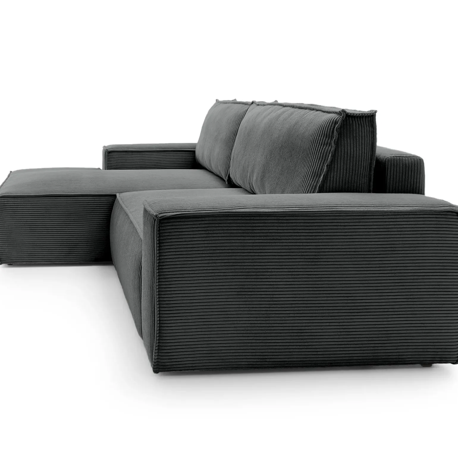 Divano letto angolare sinistra 3 posti 267x167cm velluto a coste antracite Relaxion