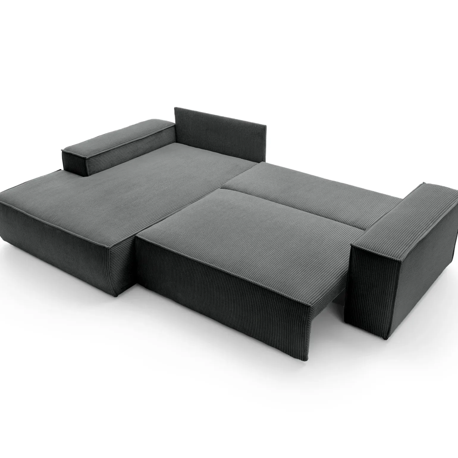 Divano letto angolare sinistra 3 posti 267x167cm velluto a coste antracite Relaxion