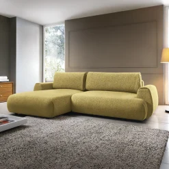 Divano letto angolare sinistra 3 posti 270x167cm tessuto giallo Cloudify
