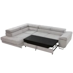 Divano letto angolare sinistra imbottito 274x203cm velluto a coste grigio Bormio