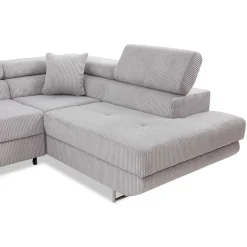 Divano letto angolare sinistra imbottito 274x203cm velluto a coste grigio Bormio