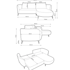 Divano letto angolare sinistra 3 posti 260x180cm tessuto bouclè beige scuro Repose