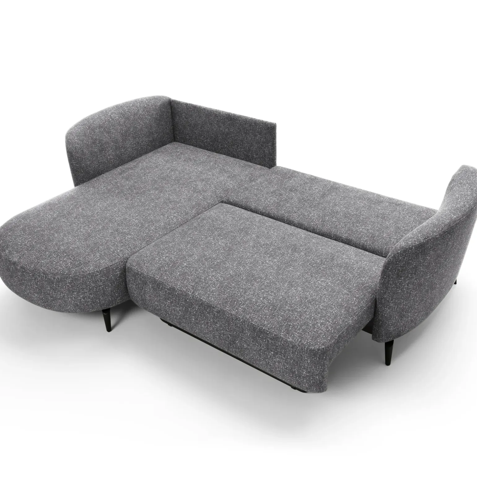 Divano letto angolare sinistra 3 posti 260x180cm tessuto bouclè grigio Repose