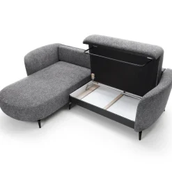 Divano letto angolare sinistra 3 posti 260x180cm tessuto bouclè grigio Repose
