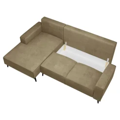 Divano letto angolare sinistra 3 posti 260x161cm tessuto beige Pluf