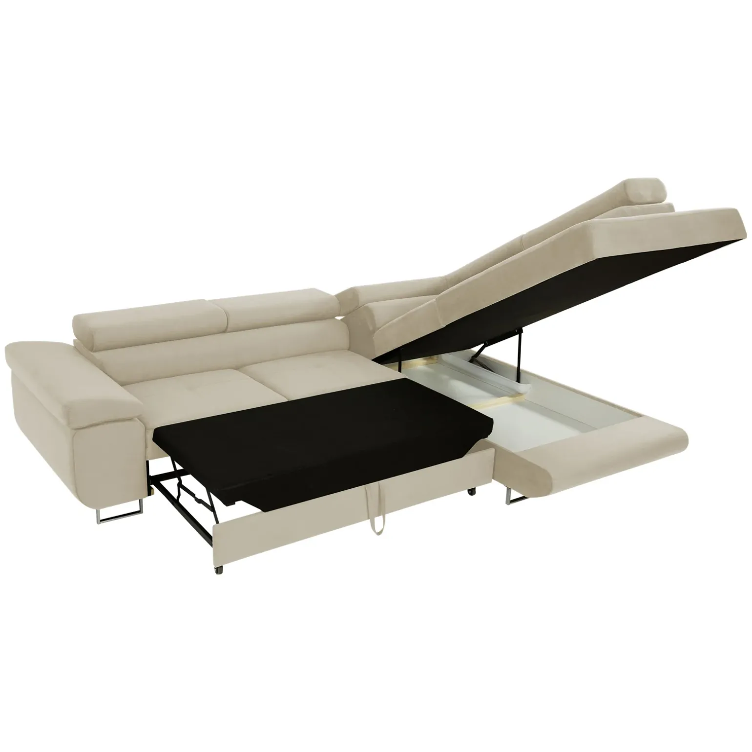 Divano letto angolare sinistra imbottito 274x203cm beige Bormio