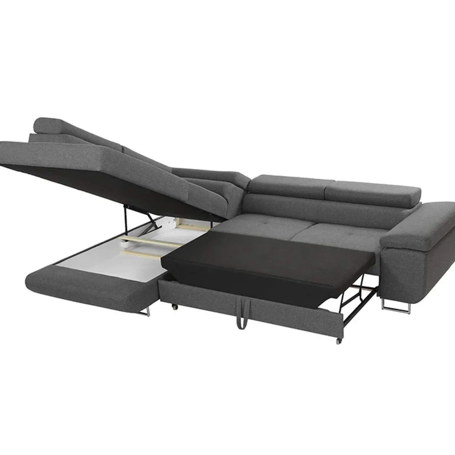 Divano letto angolare sinistra imbottito 274x203cm grigio Bormio