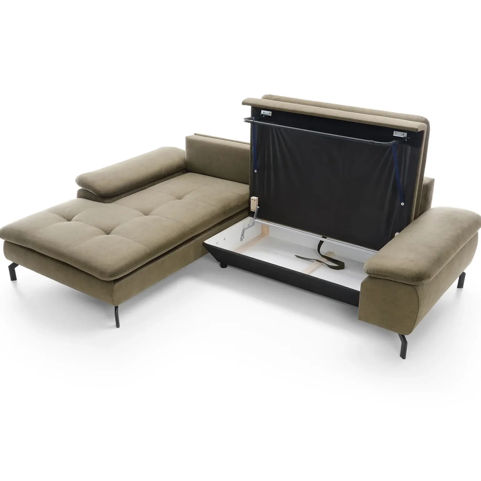 Divano letto angolare sinistra 3 posti 265x170cm tessuto beige Chillax