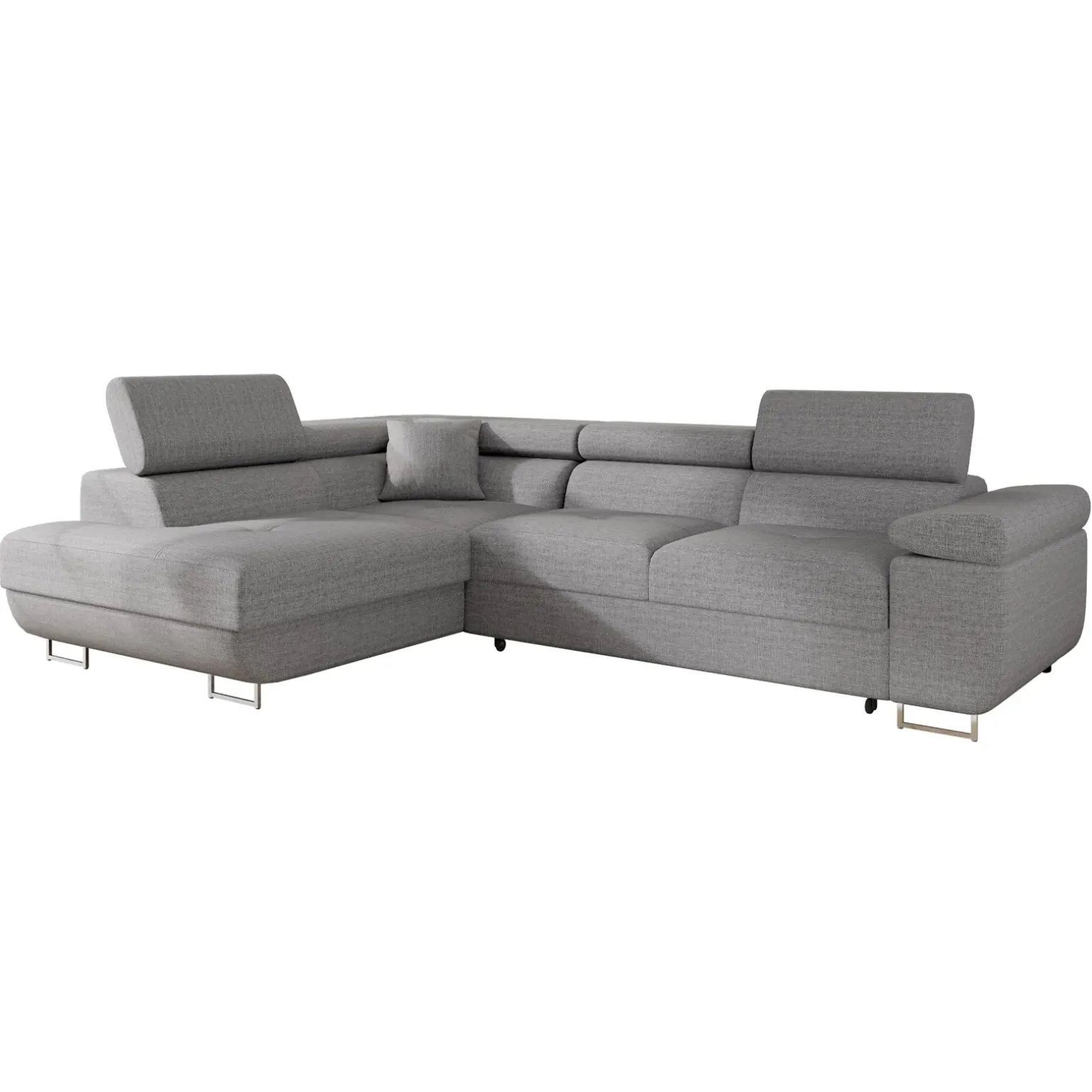 Divano letto angolare sinistra 4 posti 274x203cm imbottito grigio Bormio