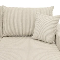 Divano letto angolare velluto a coste beige 304x140cm con contenitore Assunta