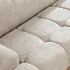 Divano letto con angolo a destra 4 posti 270x173cm con contenitore tessuto bouclé bianco crema Litos