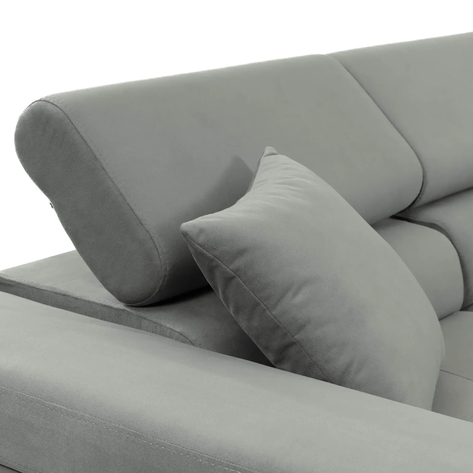 Divano letto con angolo a destra 4 posti 280x170cm box contenitore vellutato grigio Elvio