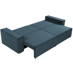 Divano letto matrimoniale 3 posti 245x90cm velluto a coste blu Ploffy