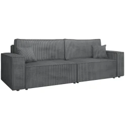 Divano letto matrimoniale 3 posti 245x90cm velluto a coste grigio antracite Ploffy