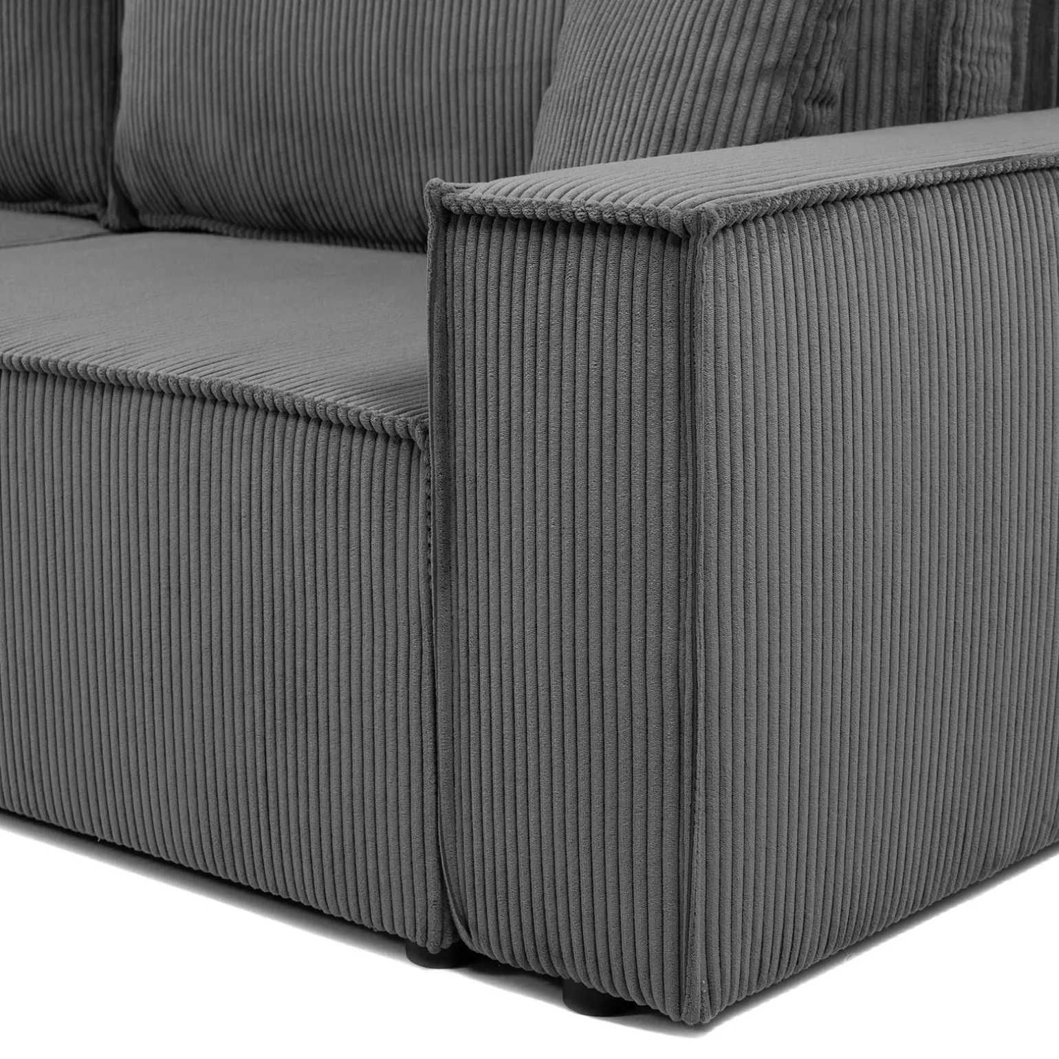 Divano letto matrimoniale 3 posti 245x90cm velluto a coste grigio antracite Ploffy