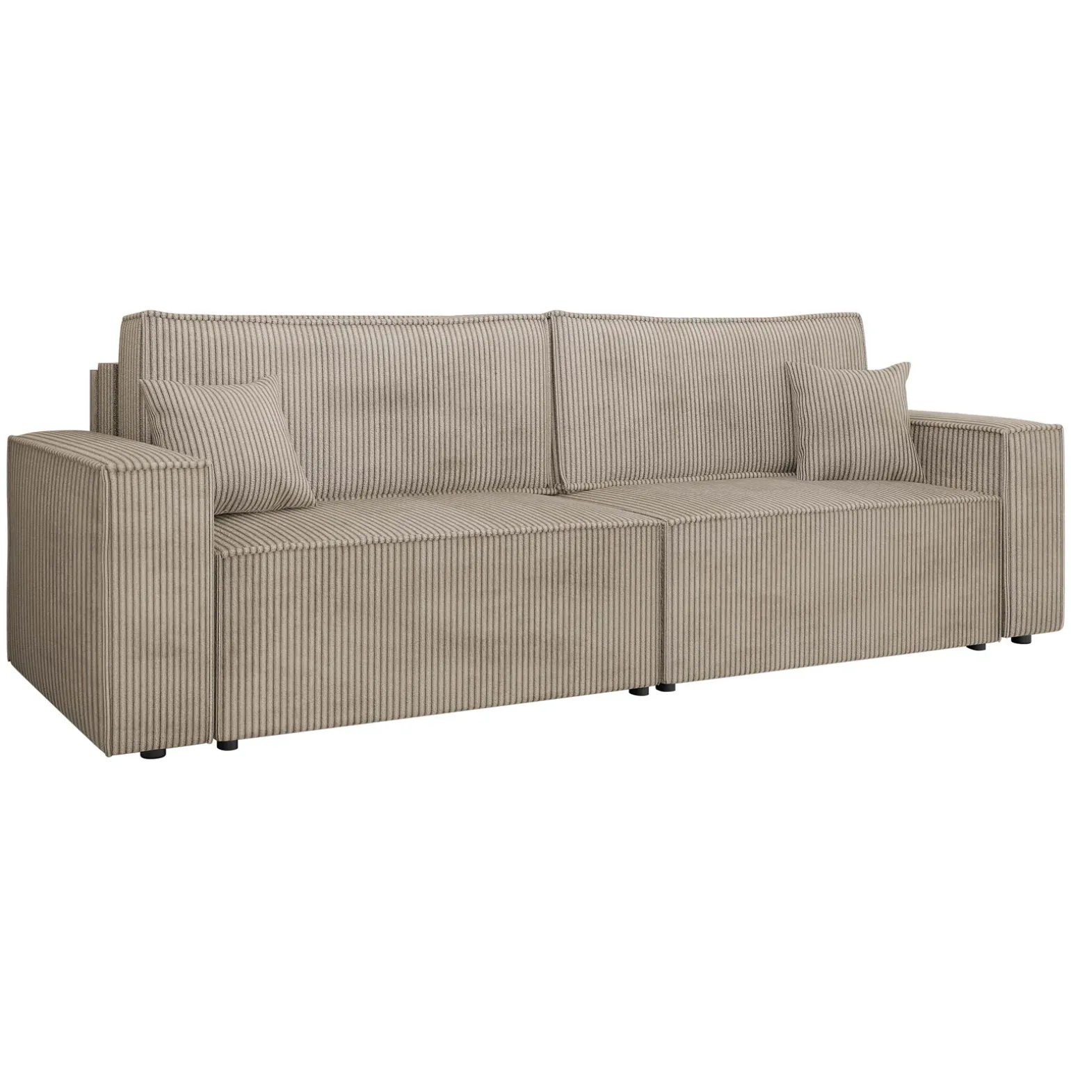 Divano letto matrimoniale 3 posti 245x90cm velluto a coste tortora Ploffy