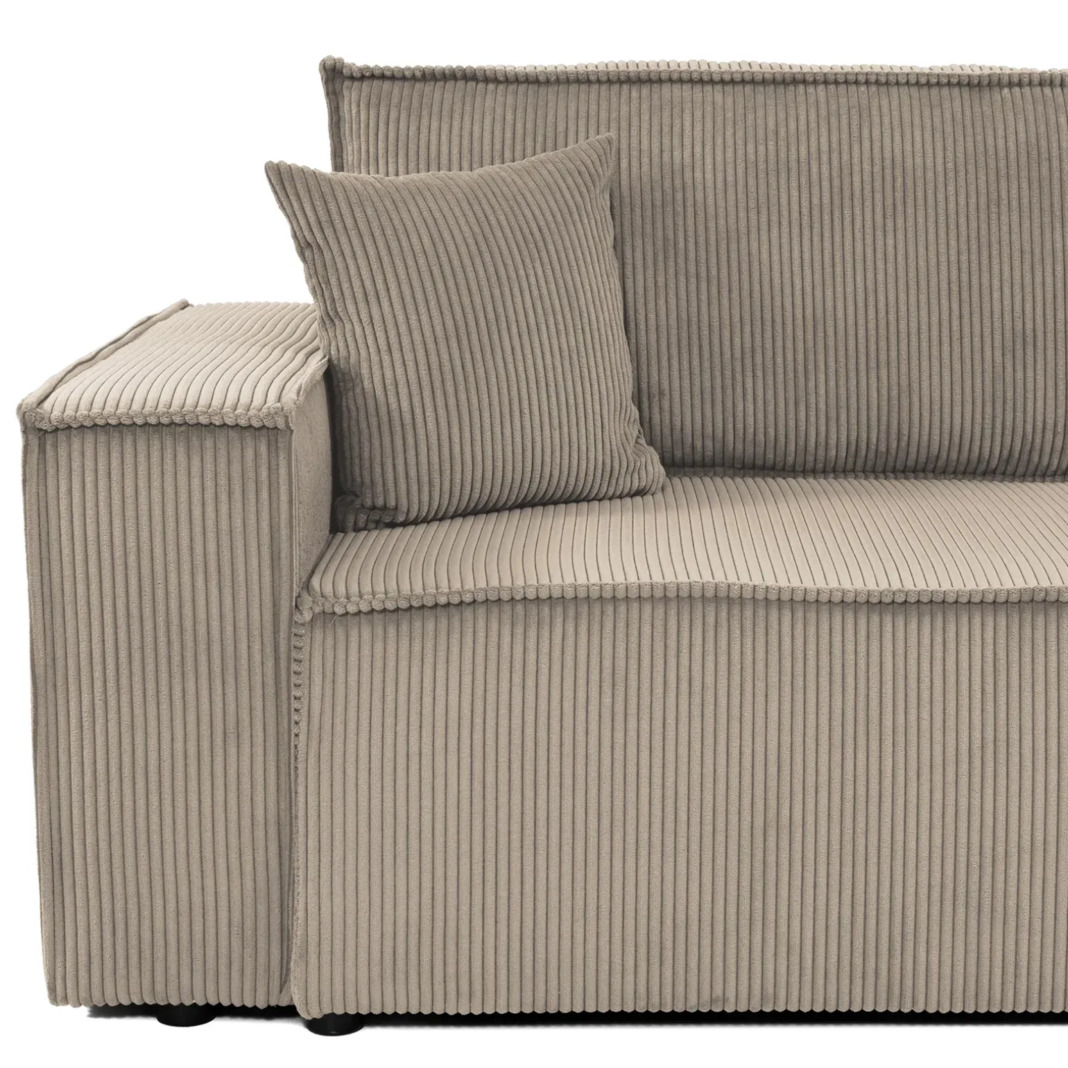 Divano letto matrimoniale 3 posti 245x90cm velluto a coste tortora Ploffy
