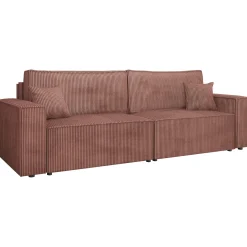 Divano letto matrimoniale 3 posti 245x90cm velluto a coste rosa Ploffy