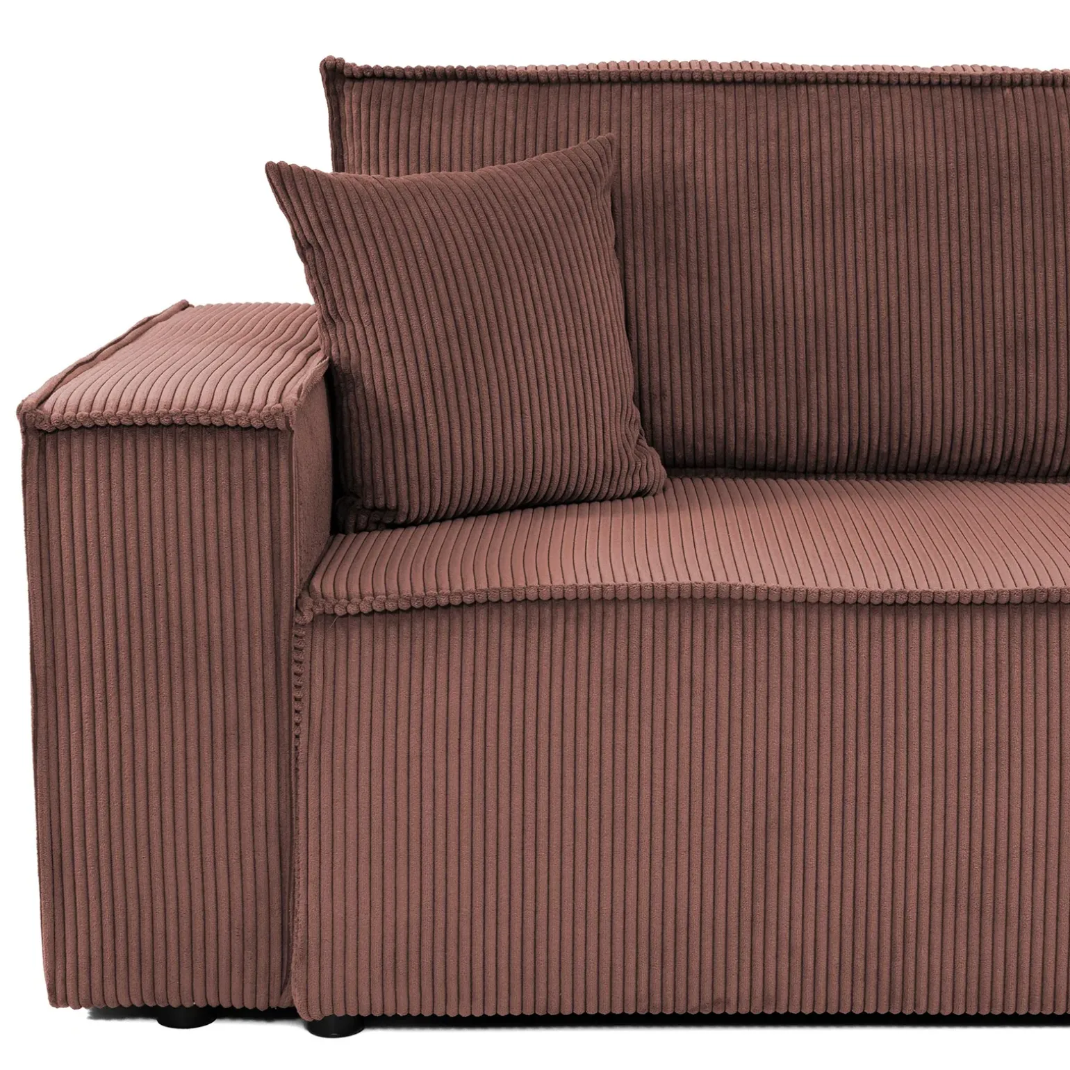 Divano letto matrimoniale 3 posti 245x90cm velluto a coste rosa Ploffy