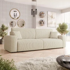 Divano letto matrimoniale 3 posti 248x90cm velluto a coste beige Slurp