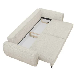Divano letto matrimoniale 3 posti 251x95cm tessuto beige Pluffy