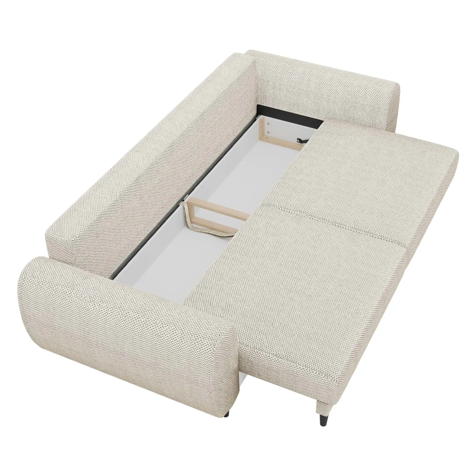 Divano letto matrimoniale 3 posti 251x95cm tessuto beige Pluffy