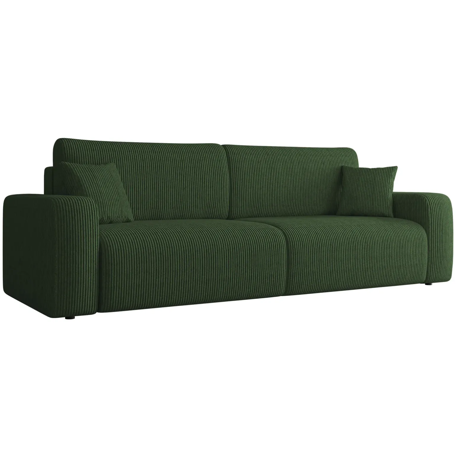 Divano letto matrimoniale 3 posti 248x90cm velluto a coste verde Slurp