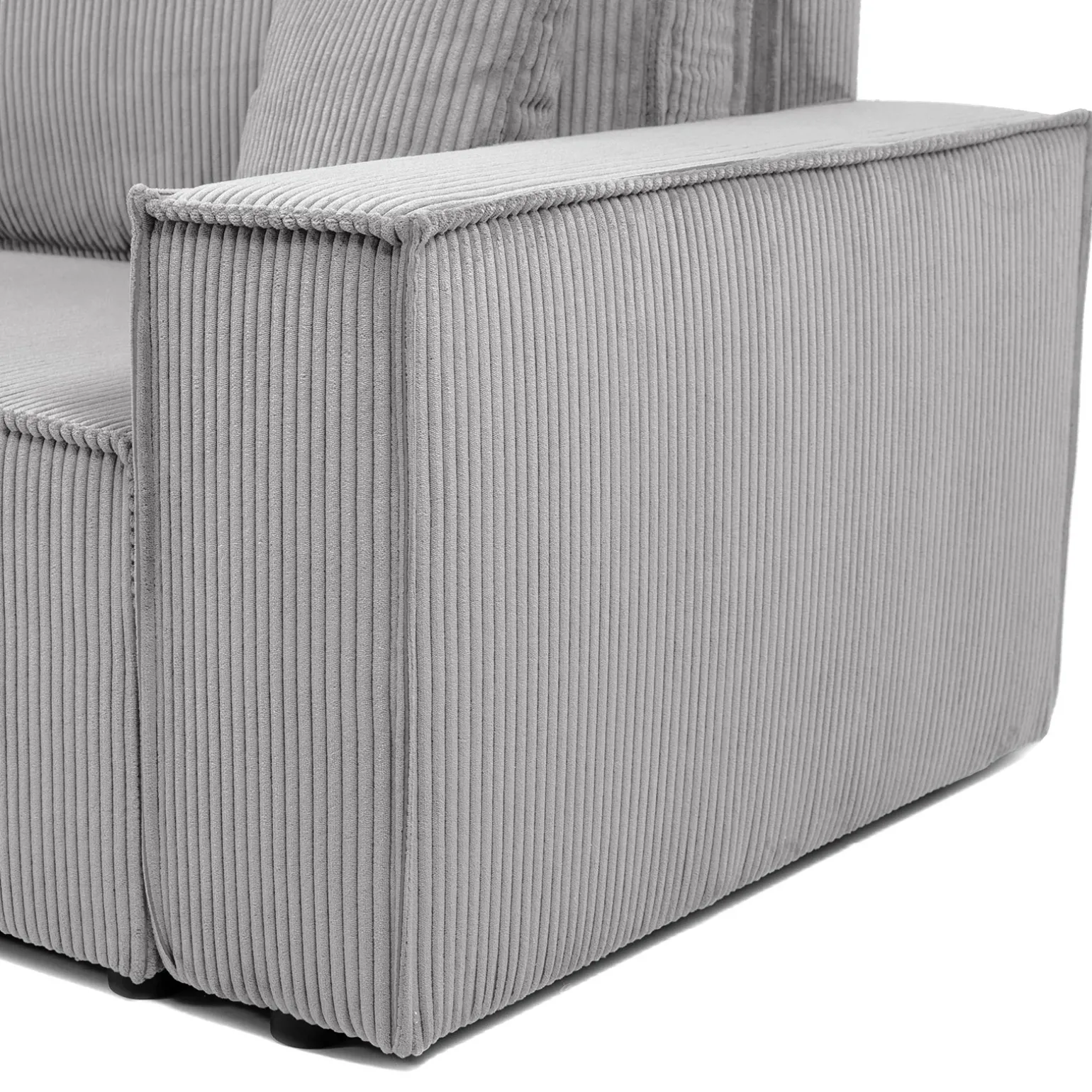 Divano letto matrimoniale 3 posti 245x90cm velluto a coste grigio Ploffy