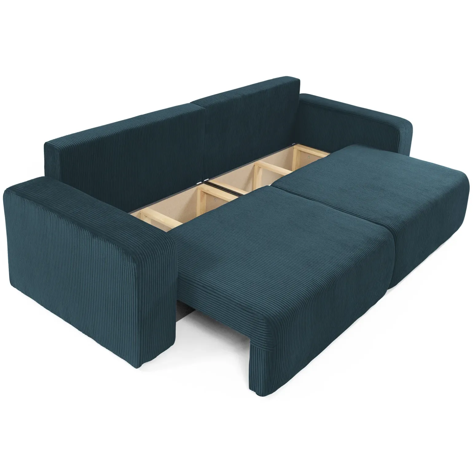 Divano letto matrimoniale 3 posti 248x90cm velluto a coste blu Slurp