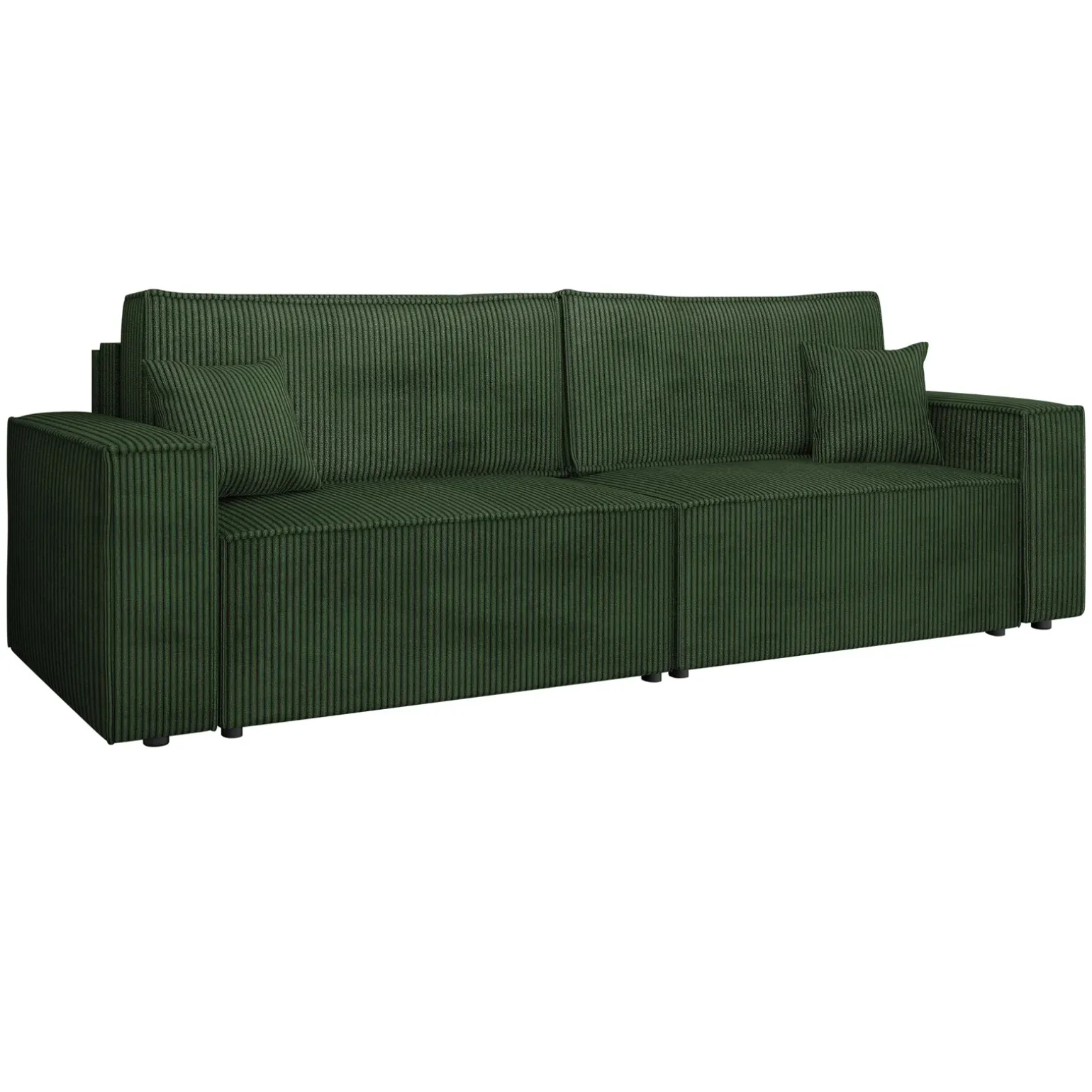 Divano letto matrimoniale 3 posti 245x90cm velluto a coste verde Ploffy