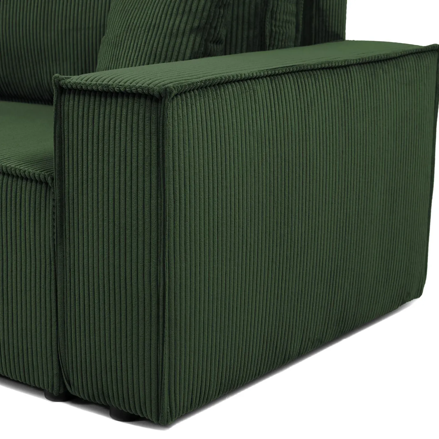 Divano letto matrimoniale 3 posti 245x90cm velluto a coste verde Ploffy