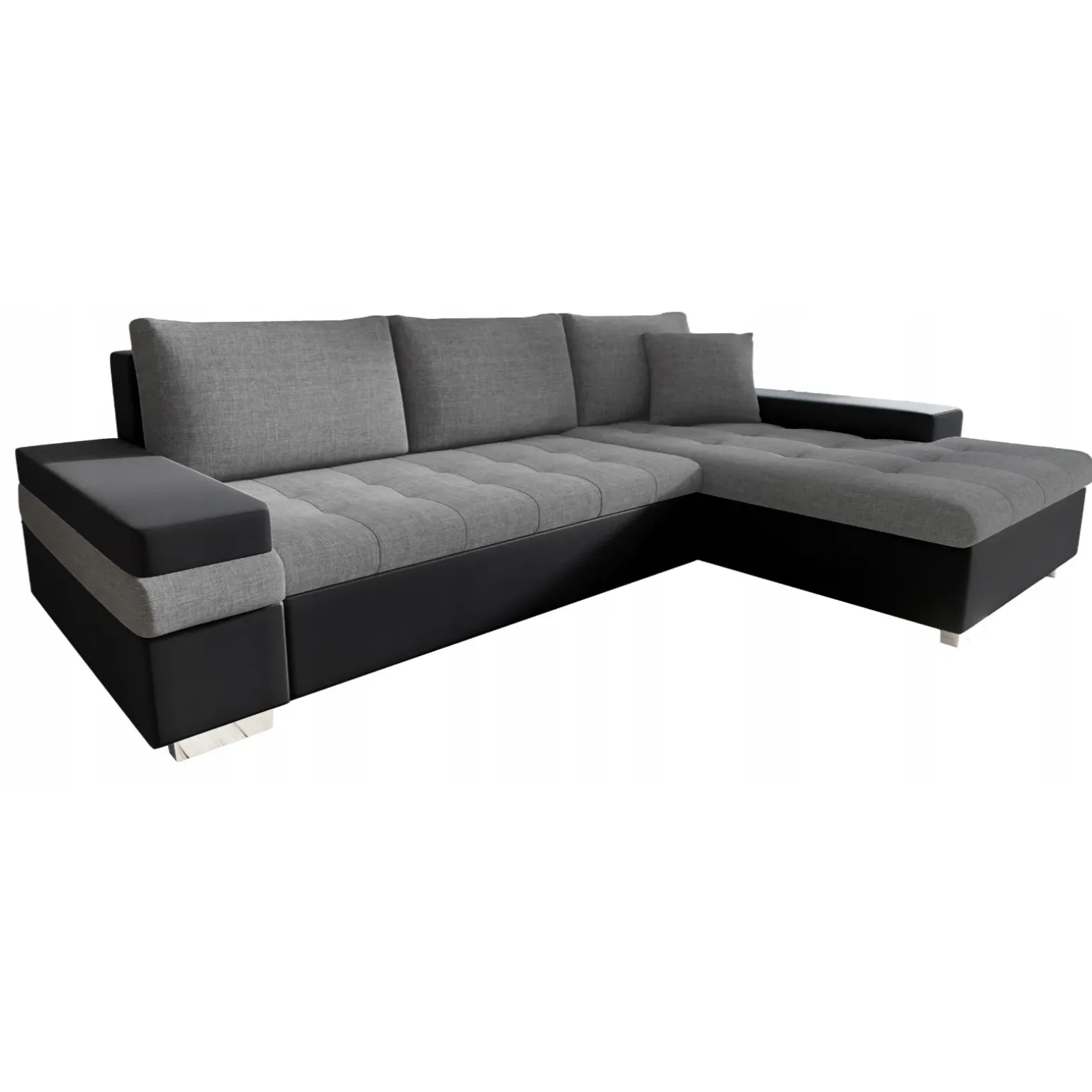 Divano letto matrimoniale angolare 3 posti 274cm grigio nero Apollina
