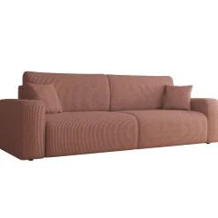 Divano letto matrimoniale 3 posti 248x90cm velluto a coste rosa Slurp
