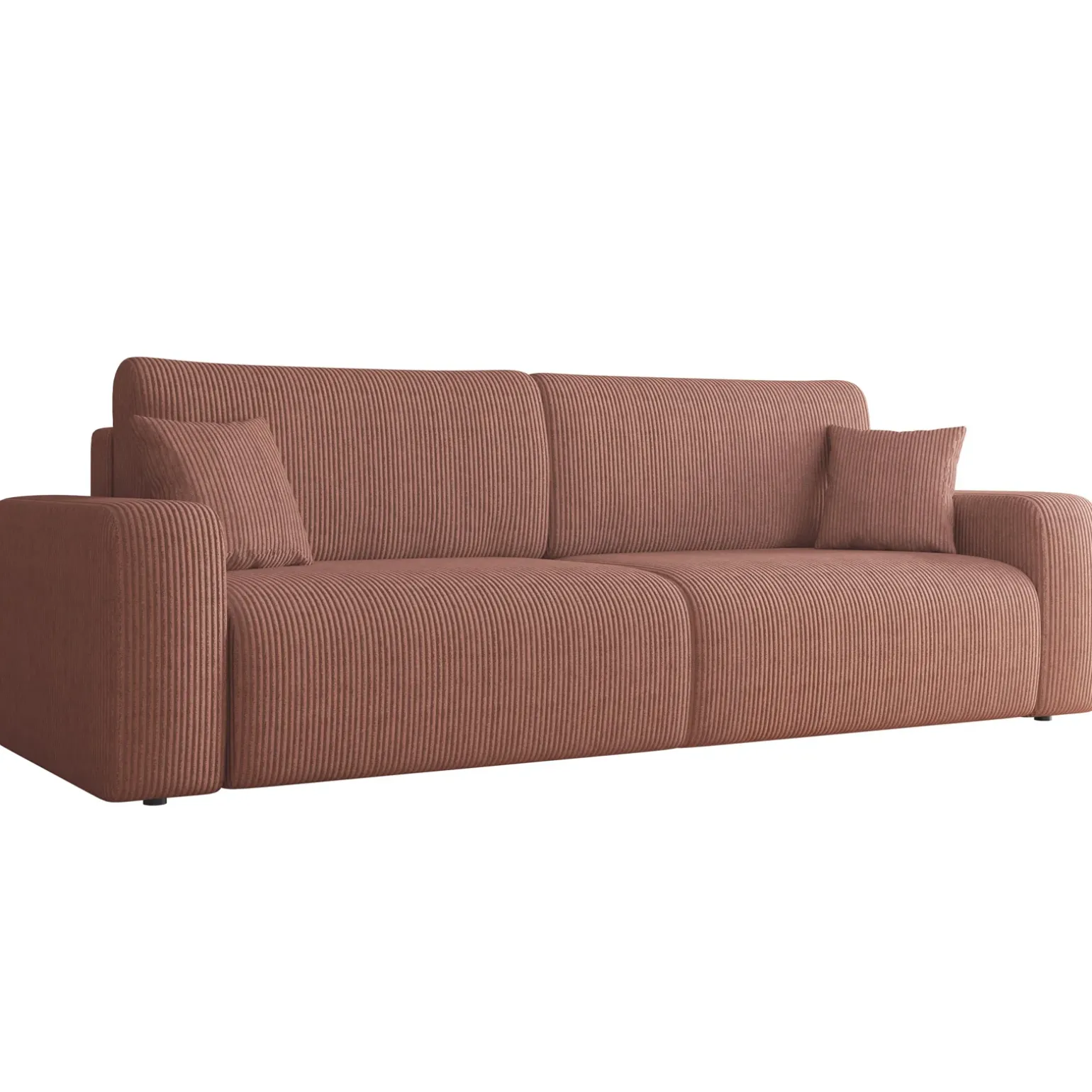 Divano letto matrimoniale 3 posti 248x90cm velluto a coste rosa Slurp