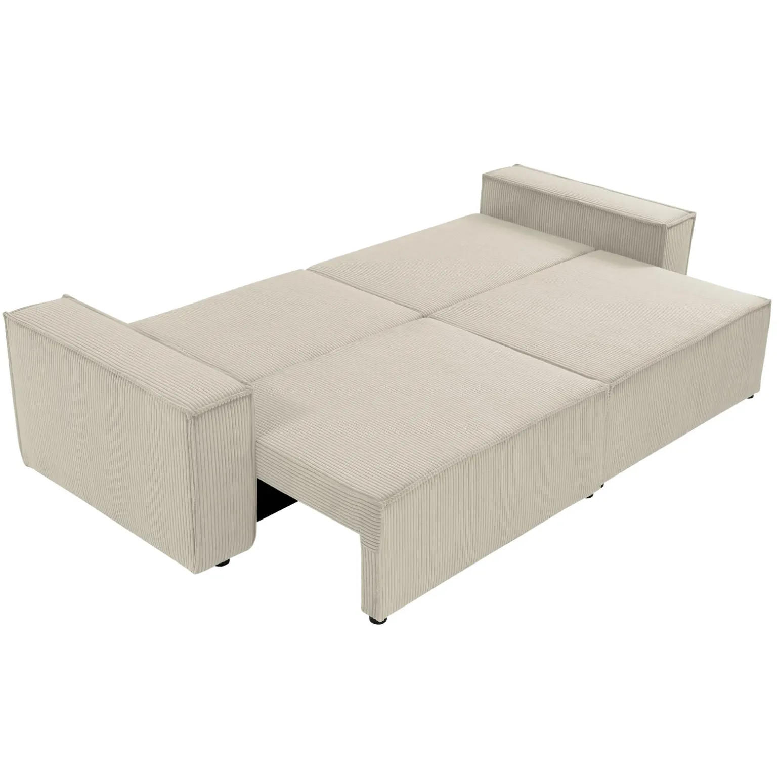 Divano letto matrimoniale 3 posti 245x90cm velluto a coste beige Ploffy