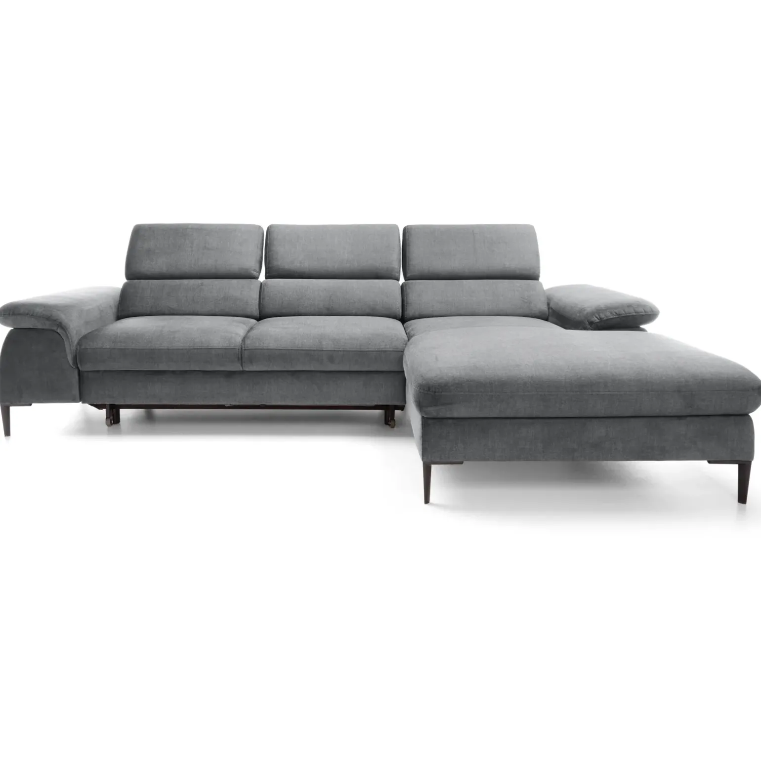 Divano letto regolabile angolare destra 4 posti 288x182cm tessuto grigio chiaro Loungey