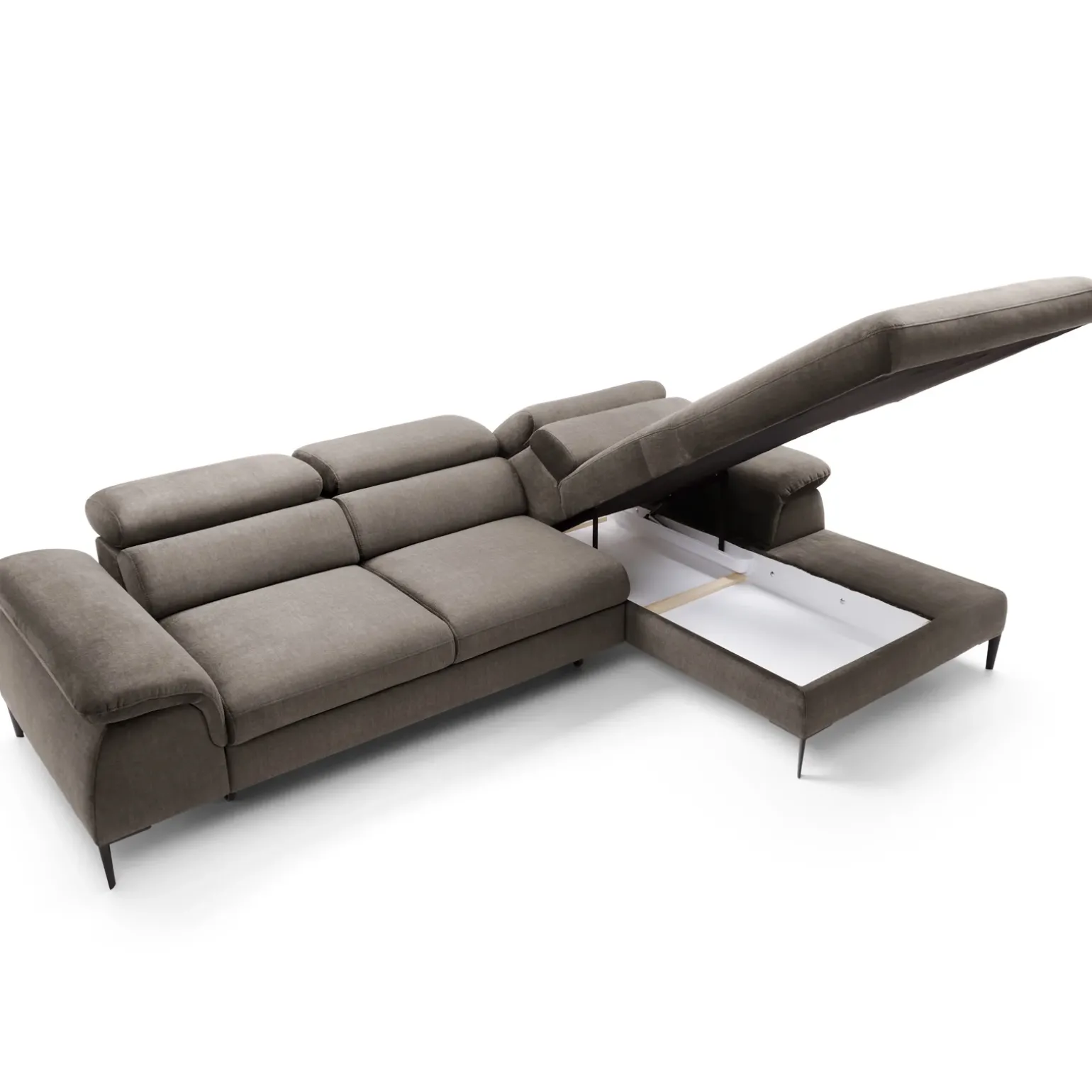 Divano letto regolabile angolare destra 4 posti 288x182cm tessuto beige Loungey