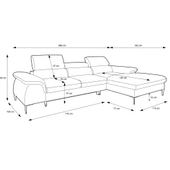 Divano letto regolabile angolare destra 4 posti 288x182cm tessuto beige Loungey