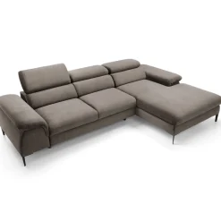 Divano letto regolabile angolare destra 4 posti 288x182cm tessuto beige Loungey