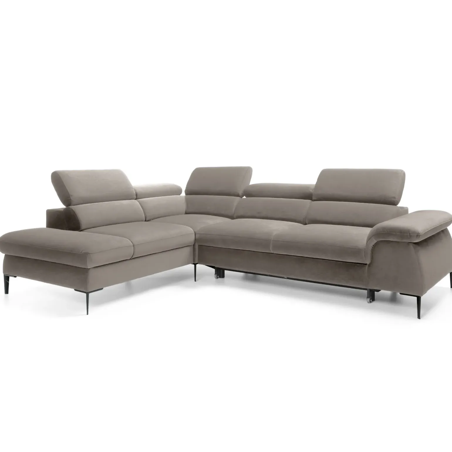 Divano letto regolabile angolare sinistra 5 posti 280x214cm tessuto tortora Snuggity
