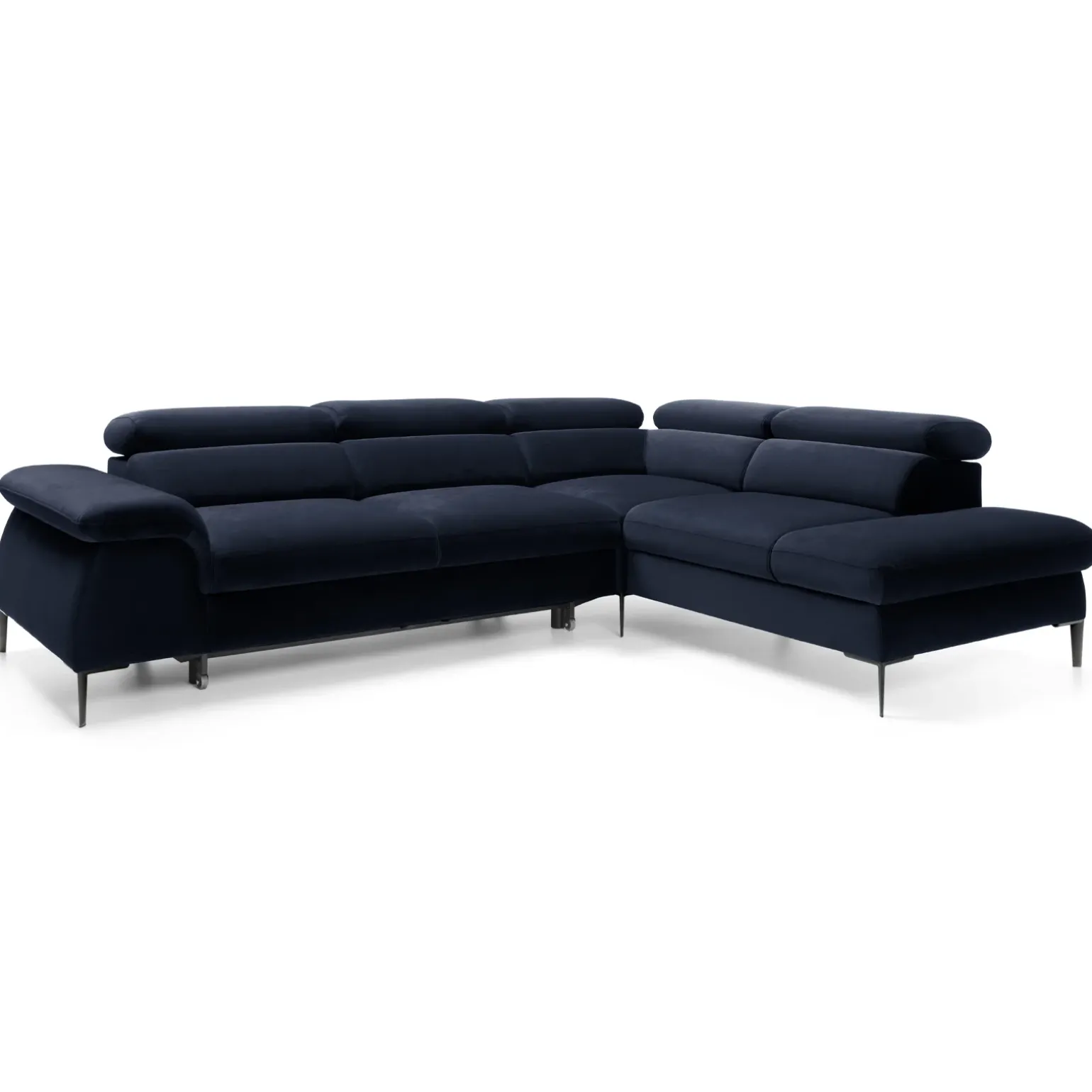 Divano letto regolabile angolare destra 5 posti 280x214cm tessuto blu Snuggity